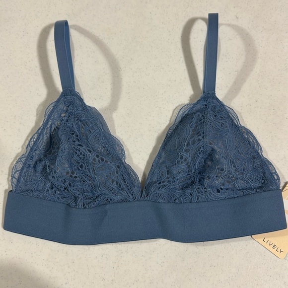 Lively Other - Lively Bralette Long Lined Lace Vintage Blue Indigo Large NWT